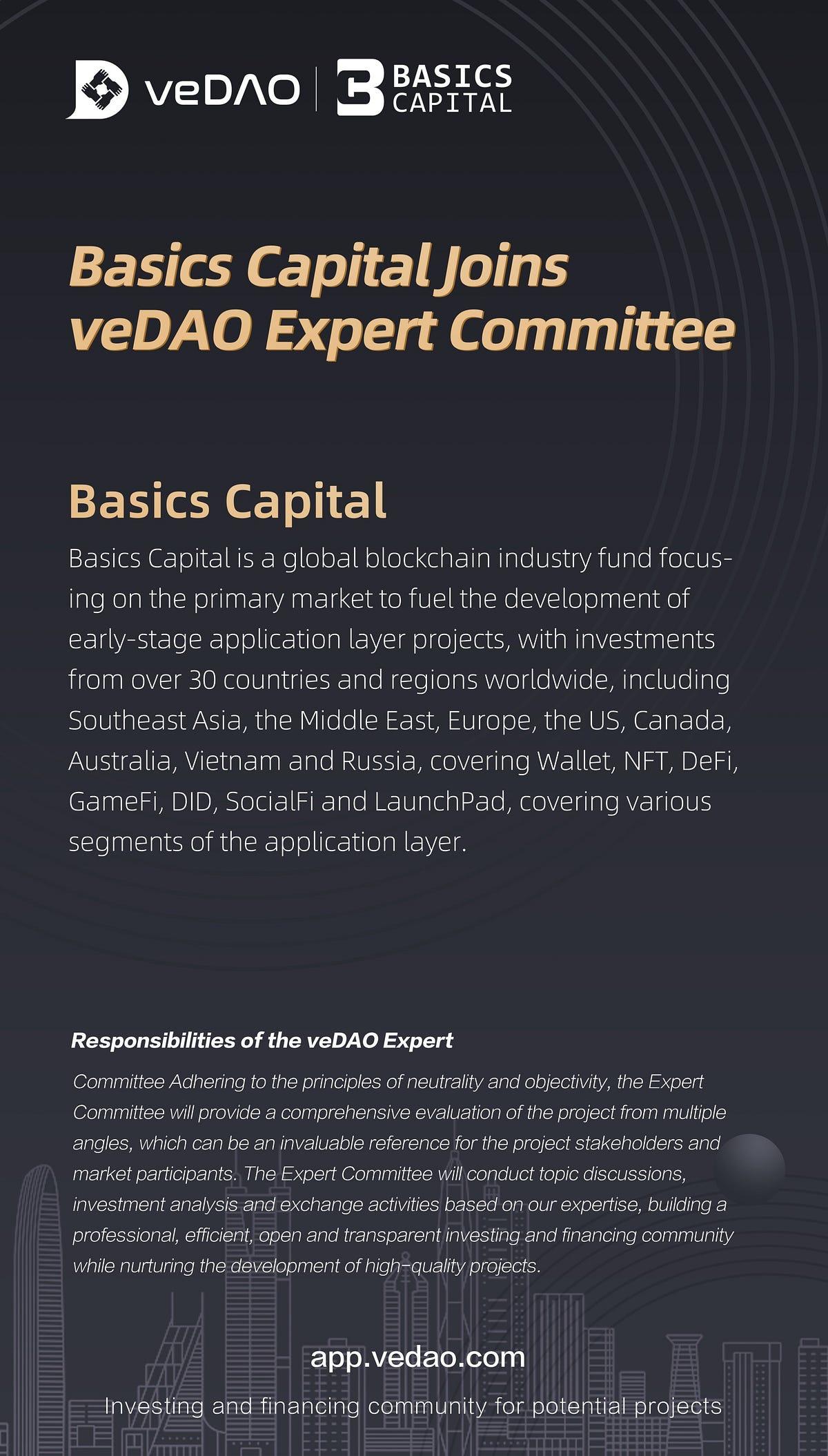 Basics Capital has joined veDAO as Expert Committee