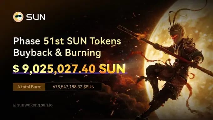 累计回购销毁 SUN 已近 7 亿枚，SUN.io 多赛道协同驱动 SUN 价值跃迁