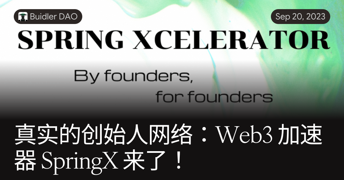 真实的创始人网络:Web3 加速器 SpringX 来了!